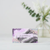 Holografischer Glitzer Pink Foil Lila Amethyst Visitenkarte (Stehend Vorderseite)