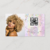 Holografischer Glitzer QR Code Shiny Pink Beauty Visitenkarte (Rückseite)