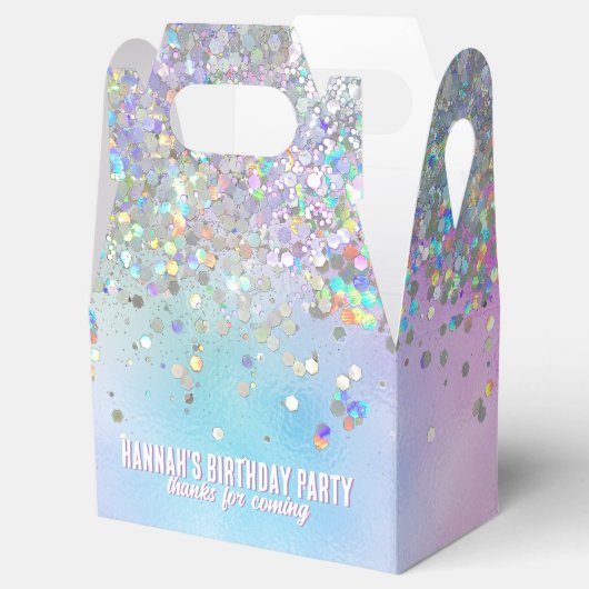 Holografischer Glitzer Rainbow Pastels Geburtsname Geschenkschachtel (Geöffnet)