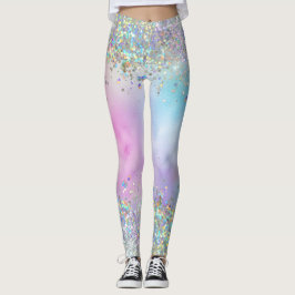 Holografischer Glitzer Rainbow Pastels Leggings