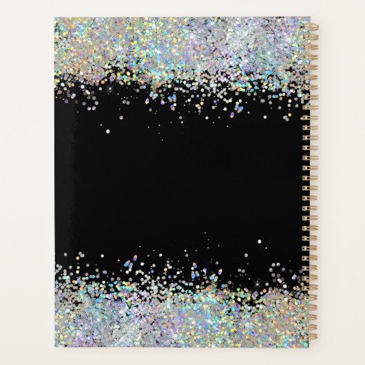 Holografischer Glitzer Rainbow Pastels | Monogramm Planer (Rückseite)
