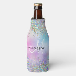 Holografischer Glitzer Rainbow Pastors Monogram Flaschenkühler