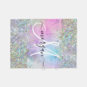 Holografischer Glitzer Rainbow Pastors Monogram Fleecedecke (Vorderseite (Horizontal))