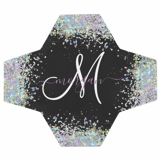 Holografischer Glitzer Rainbow Pastors Monogram Fußball (Flach)