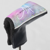 Holografischer Glitzer Rainbow Pastors Monogram Golf Headcover (3/4 Vorderseite)