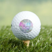 Holografischer Glitzer Rainbow Pastors Monogram Golfball (Insitu T-Shirt)