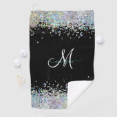 Holografischer Glitzer Rainbow Pastors Monogram Golfhandtuch (Insitu)