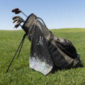 Holografischer Glitzer Rainbow Pastors Monogram Golfhandtuch (Gras)