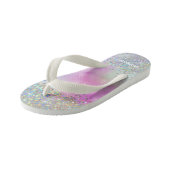 Holografischer Glitzer Rainbow Pastors Monogram Kinderbadesandalen (Schrägansicht)
