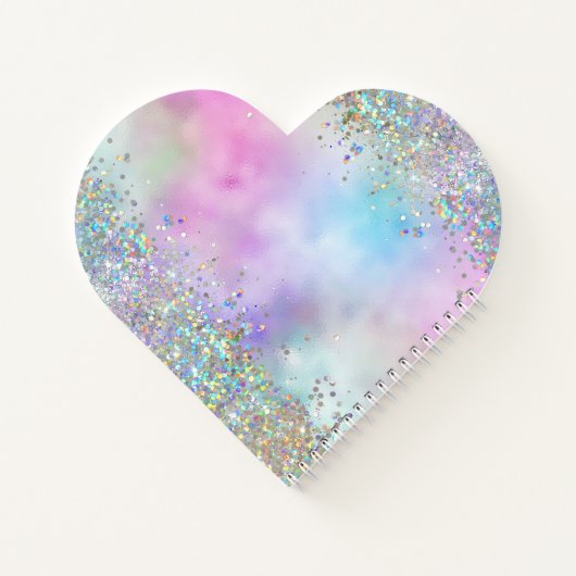 Holografischer Glitzer Rainbow Pastors Monogram Notizblock (Rückseite)