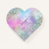 Holografischer Glitzer Rainbow Pastors Monogram Notizblock (Vorderseite)