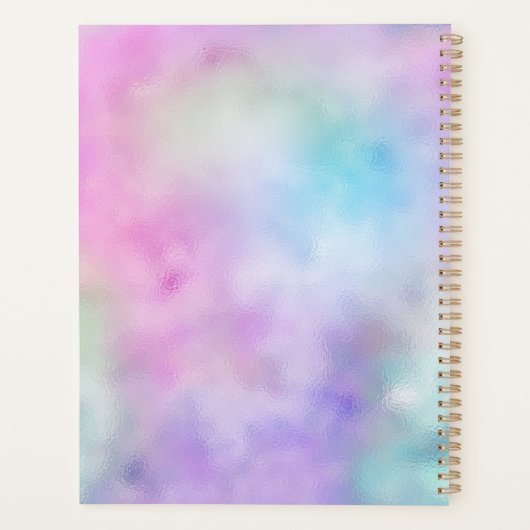 Holografischer Glitzer Rainbow Pastors Monogram Planer (Rückseite)