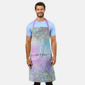 Holografischer Glitzer Rainbow Pastors Monogram Schürze (Getragen)