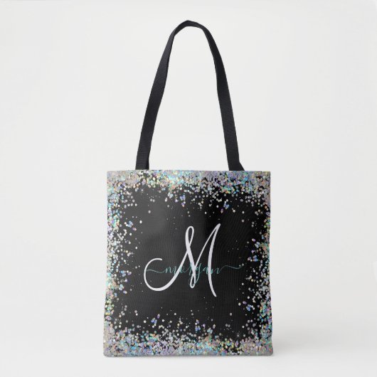 Holografischer Glitzer Rainbow Pastors Monogram Tasche (Vorderseite)