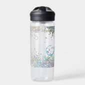 Holografischer Glitzer Rainbow Pastors Monogram Trinkflasche (Vorderseite)