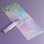 Holografischer Glitzer Rainbow Pastors Monogram Yogamatte<br><div class="desc">Holografischer Glitzer Rainbow Pastors Monogram</div>