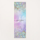 Holografischer Glitzer Rainbow Pastors Monogram Yogamatte (Vorderseite)