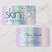 Holografischer Glitzer Skincare Salon Visitenkarte (Vorne/Hinten)