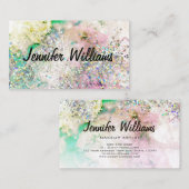 Holografischer Glitzer Wasserfarben Pastel Elegant Visitenkarte (Vorne/Hinten)