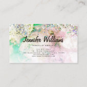 Holografischer Glitzer Wasserfarben Pastel Elegant Visitenkarte (Rückseite)