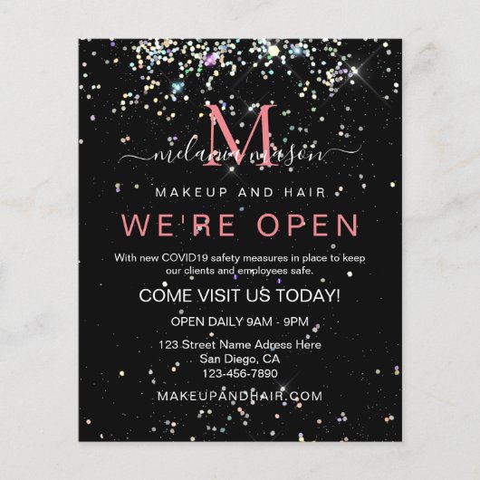 Holografischer Glitzer Wir sind Open Salon Black E Flyer (Vorne)