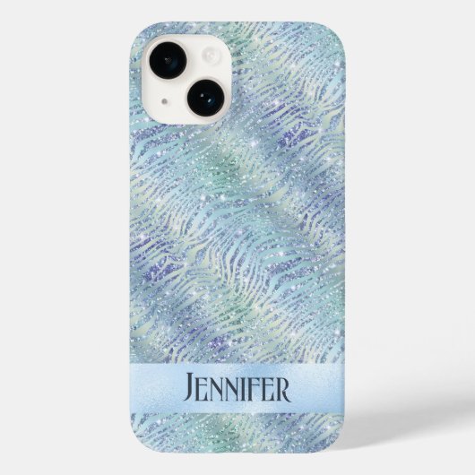 Holografischer Glitzer zebra print Case-Mate iPhone Hülle (Rückseite)
