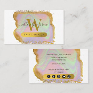 Holografischer Gold Glitter Moderne Haare und Make Visitenkarte