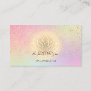 Holografischer Gold-Lotus-Konfetti-Yoga-Lehrer Visitenkarte