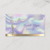 Holografischer Goldbaum Silhouette Frauen, Yoga Visitenkarte (Vorderseite)