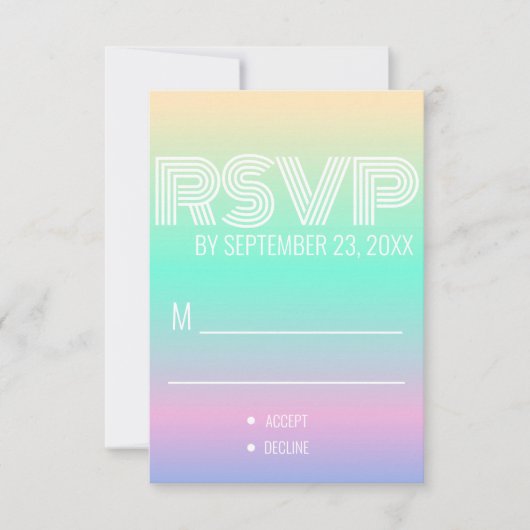 Holografischer Gradient Modern Wedding RSVP (Vorderseite)