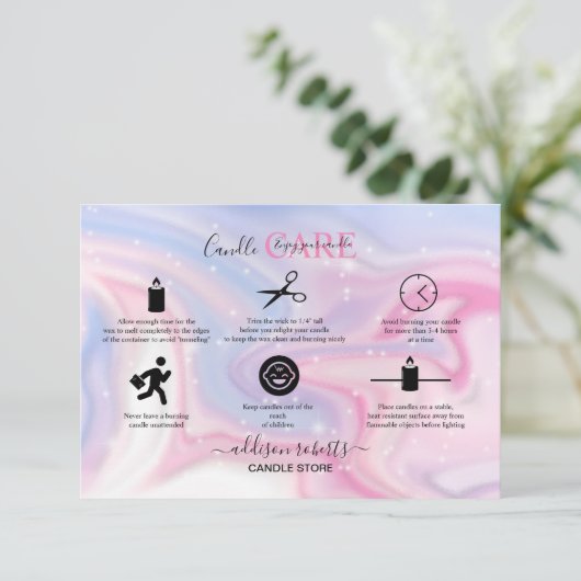 Holografischer Hintergrund Hologram Neon Candle Dankeskarte (Stehend Vorderseite)