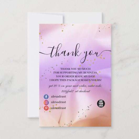 Holografischer Hintergrund Hologram Neon Overlay D Dankeskarte (Vorderseite)