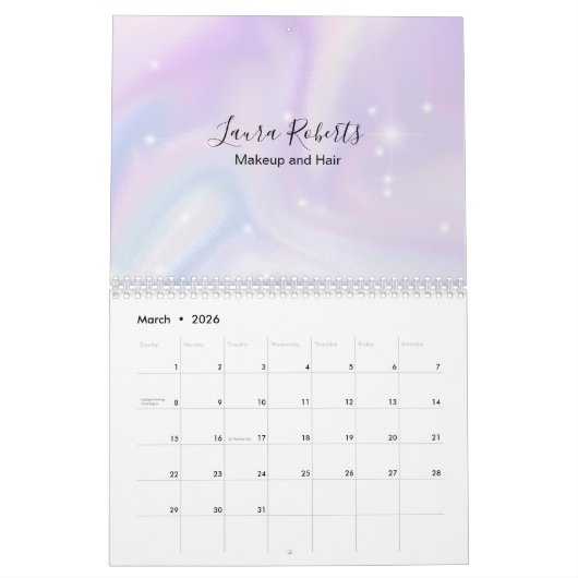 Holografischer Hintergrund Hologram Neon Overlay Kalender (Mär 2026)