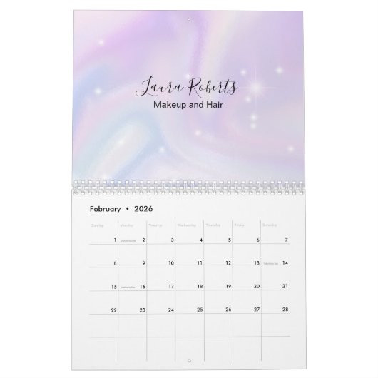 Holografischer Hintergrund Hologram Neon Overlay Kalender (Feb 2026)