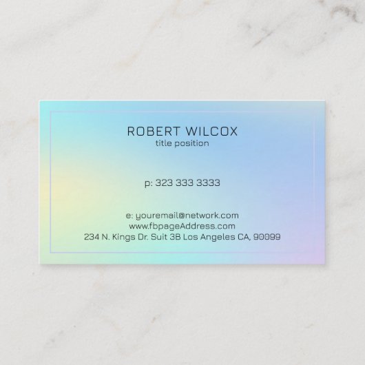Holografischer Hintergrund in weichen Farben Visitenkarte (Rückseite)