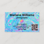 holografischer Instrakt 8 Fotos Collage qr Code Visitenkarte (Rückseite)