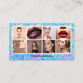 holografischer Instrakt 8 Fotos Collage qr Code Visitenkarte (Vorderseite)