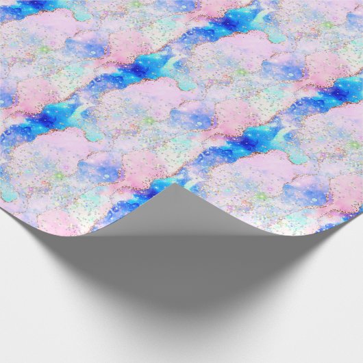 Holografischer Iridescent Agate Pastel Moderner Ma Geschenkpapier (Ecke)