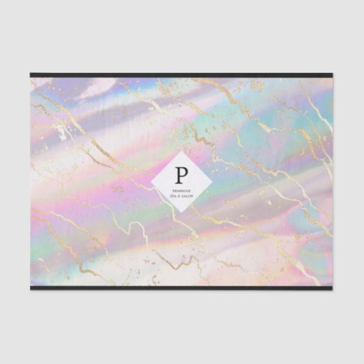 Holografischer Iridescent Opal Gemstone | Logo Seidenpapier (Vorderseite)