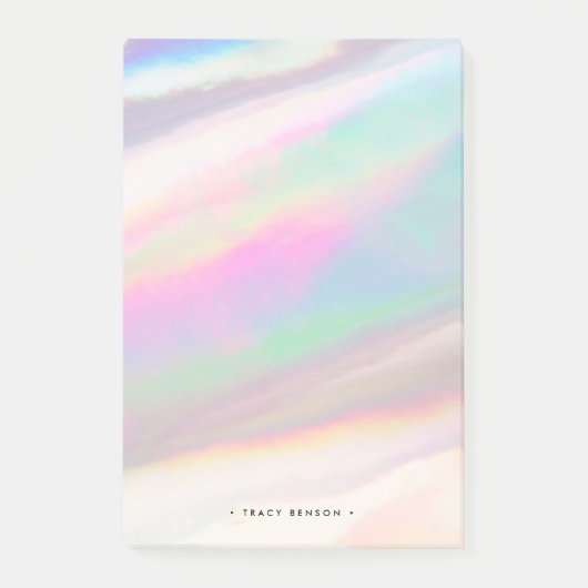 Holografischer Iridescent Opal Gemstone Personalis Post-it Klebezettel (Vorderseite)
