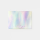 Holografischer Iridescent Pastel Rainbow Name Post-it Klebezettel (Vorderseite)