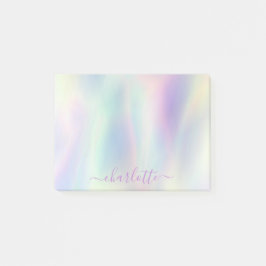 Holografischer Iridescent Pastel Rainbow Name Post-it Klebezettel