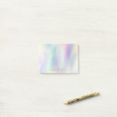Holografischer Iridescent Pastel Rainbow Name Post-it Klebezettel (Auf Schreibtisch)