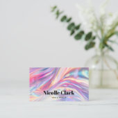 Holografischer irideszierter QR-Code modern Visitenkarte (Stehend Vorderseite)