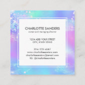 Holografischer irisierender funkelnder Glitzer Quadratische Visitenkarte (Rückseite)