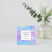 Holografischer irisierender funkelnder Glitzer Quadratische Visitenkarte (Stehend Vorderseite)