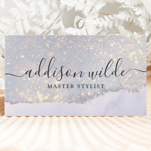 Holografischer Lila Glitzer Luxe Glam Iridescent Q Visitenkarte