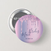 Holografischer lila Glitzer Tropfen Button (Vorne & Hinten)