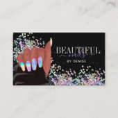 Holografischer Nagelsalon afroamerikanischer Hand Visitenkarte (Vorderseite)