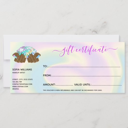 holografischer Nagelsalon Handnägel-Technikerin (Rückseite)